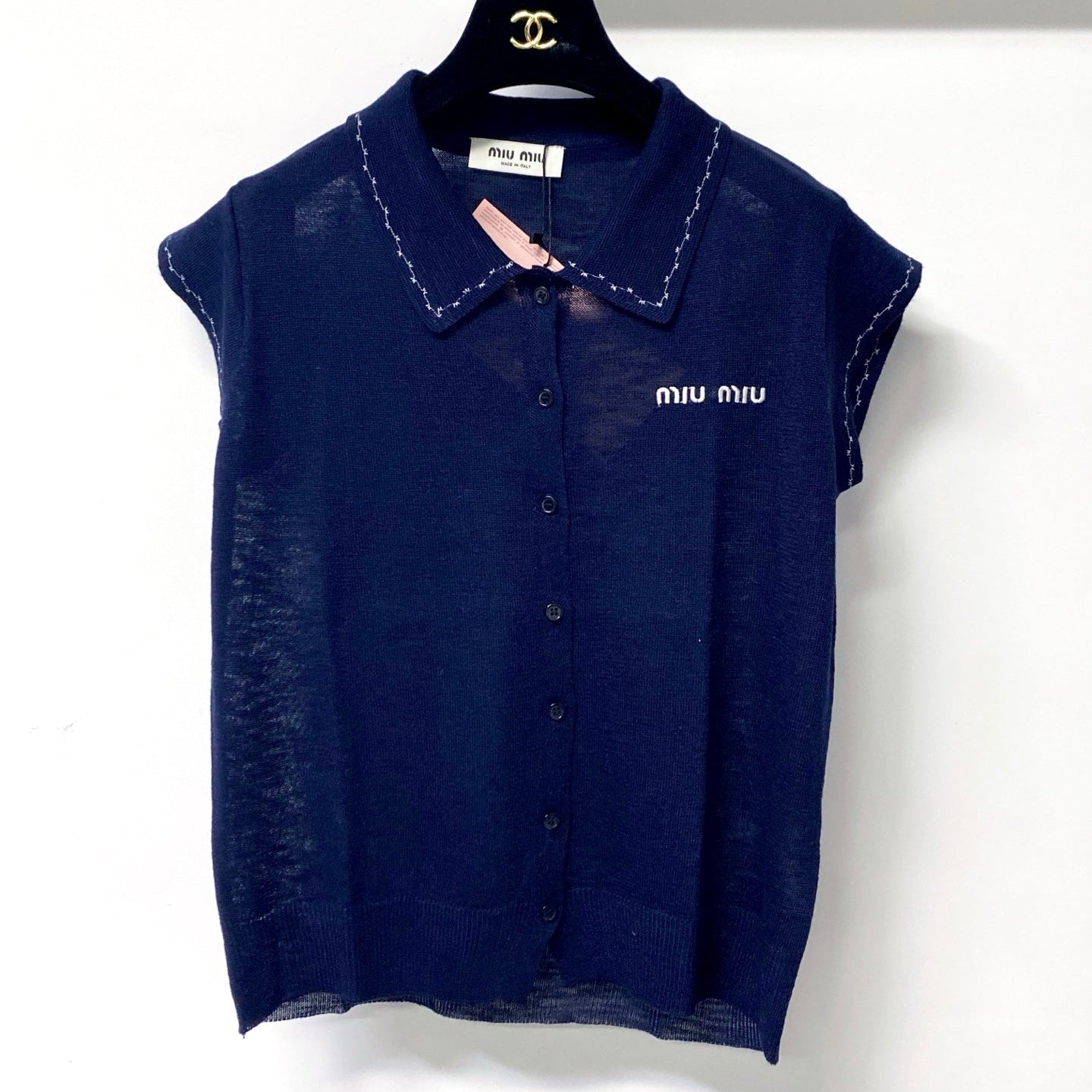 Miu 26s Sleeveless Knit Polo Top 1168