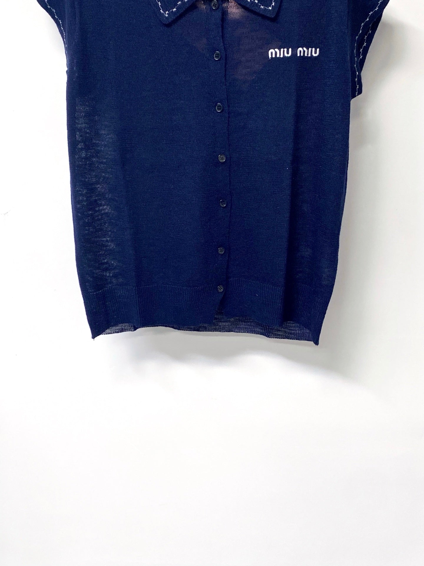 Miu 26s Sleeveless Knit Polo Top 1168
