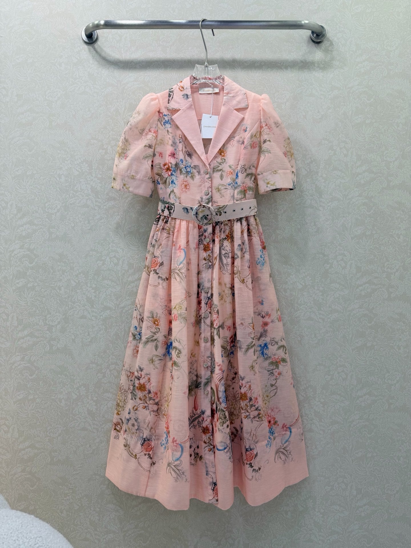 Zimmermann Jude Floral-Print Mini Dress Light Pink Floral Cotton 347292