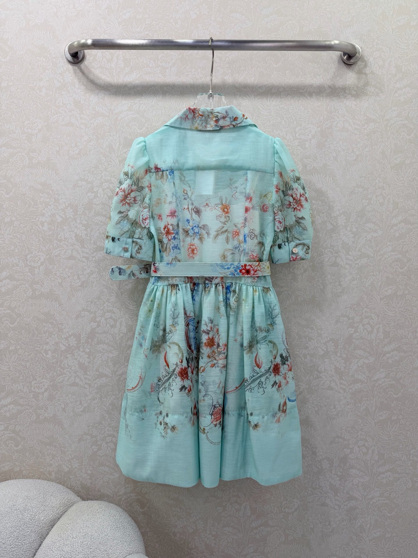 Zimmermann Floral Print Shirt Dress Turquoise Floral Cotton 347290