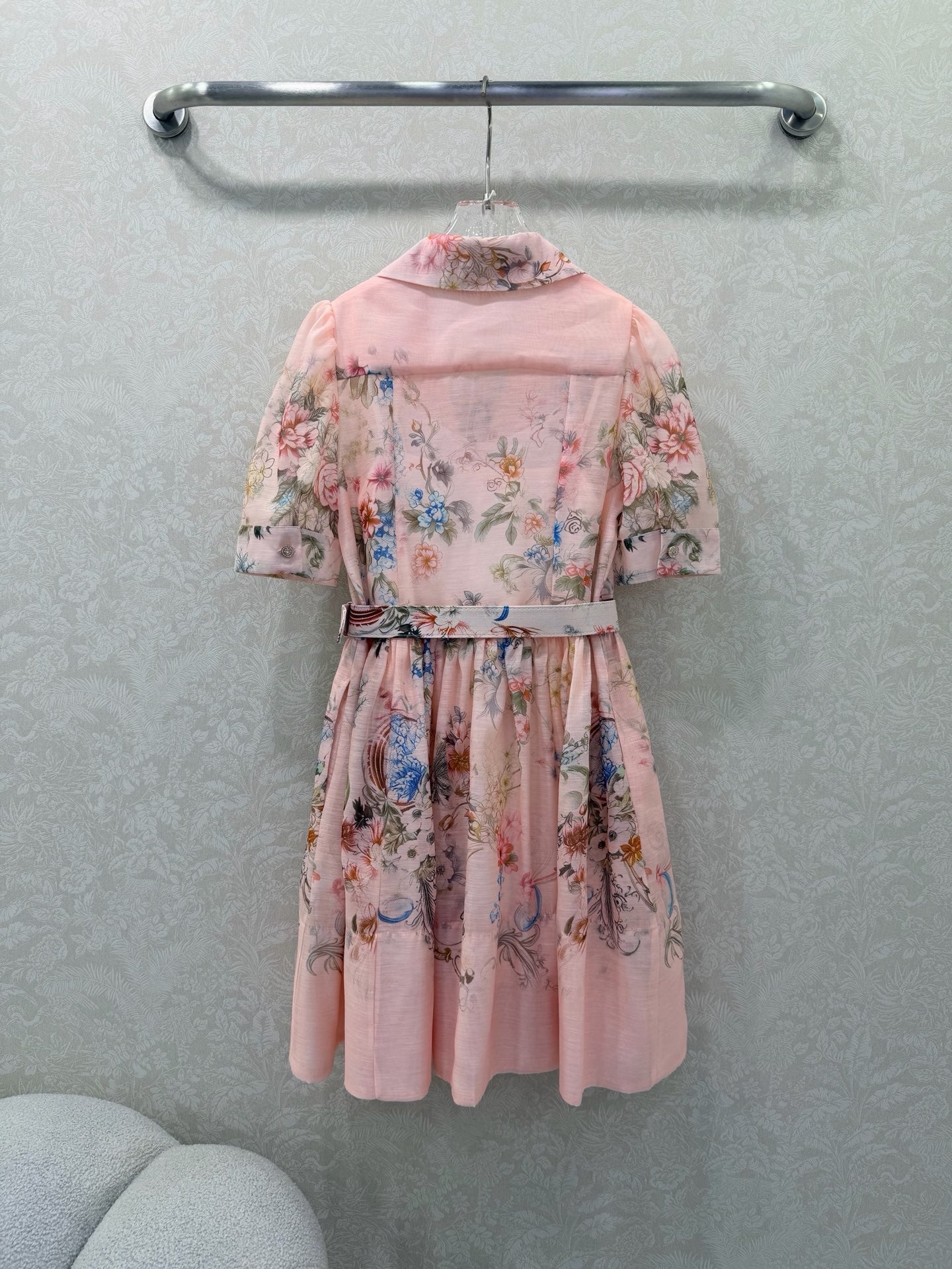 Zimmermann Floral Print Shirt Dress Light Pink Floral Cotton 347288