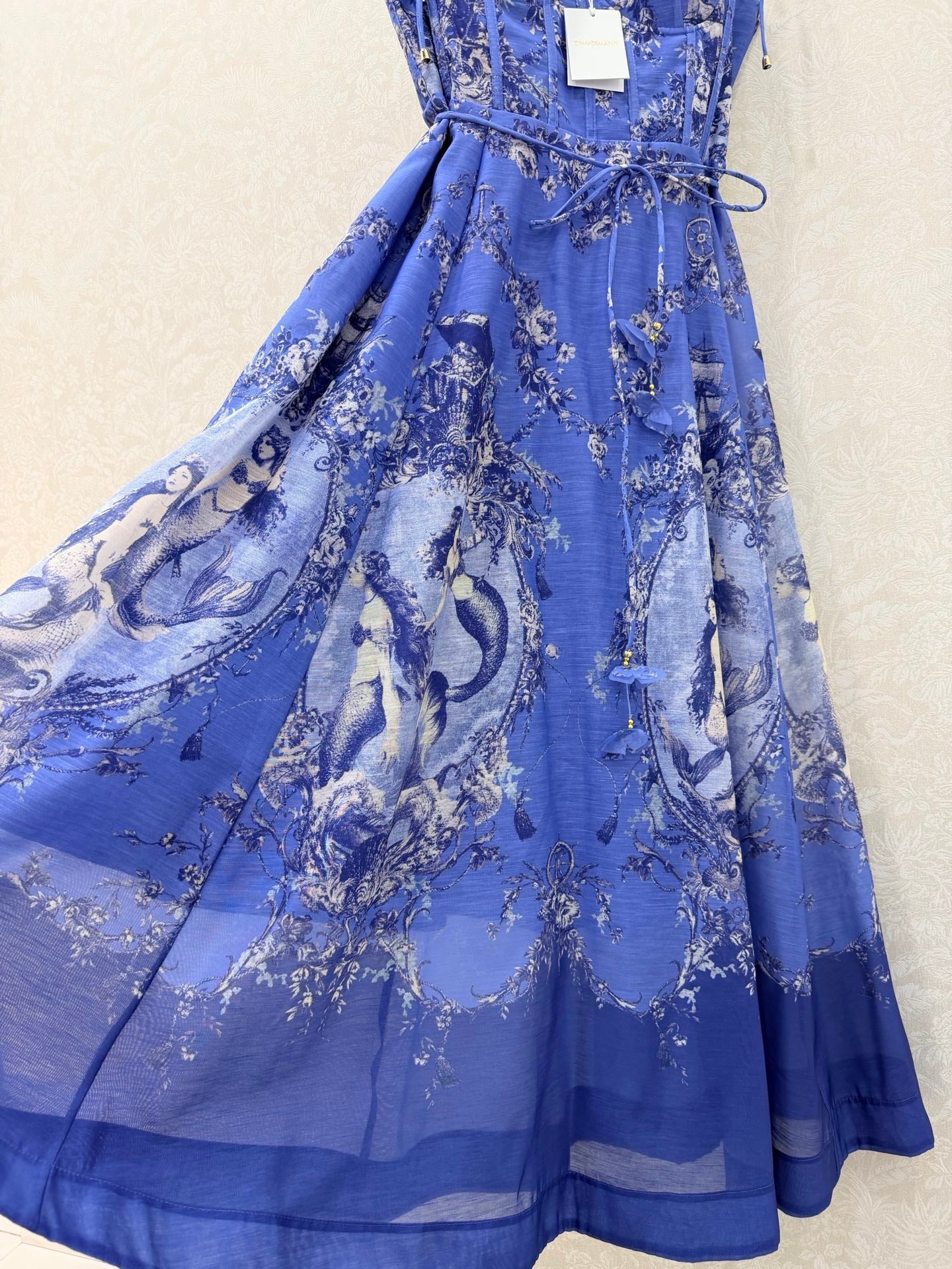 Zimmermann Rebellion Mermaid Picnic Dress Blue Cotton 347279