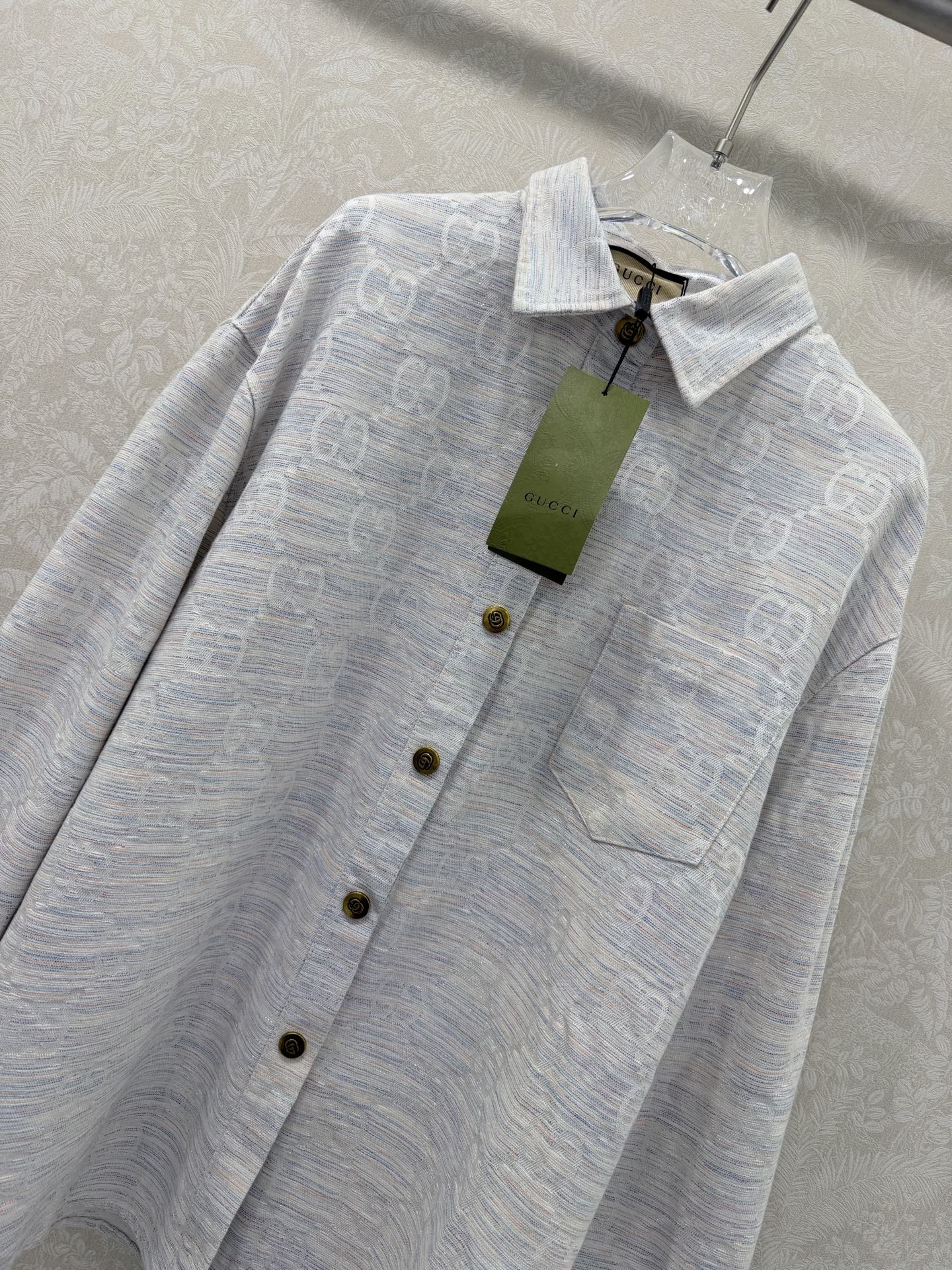 GG Double C Shirt Jacquard Light Grey Cotton Polyeste 353051