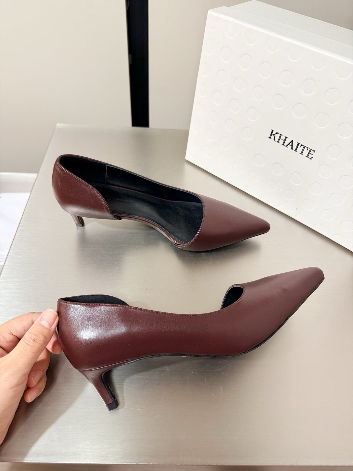 Khaite 26s Jett Pumps 4.5cm Burgundy Leather 784528v