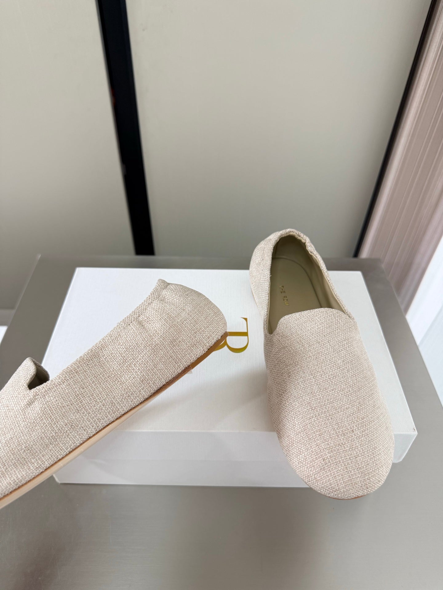 The Row Casa Ballet Flat Cream Canvas 872476