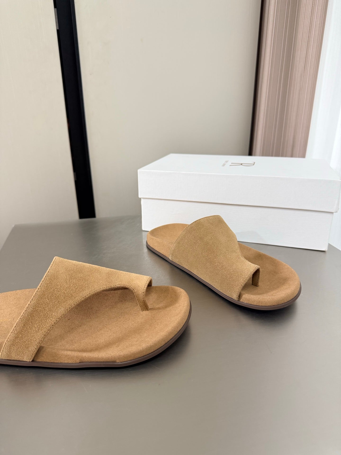 The Row Slip-on Sandals Beige Suede 872483