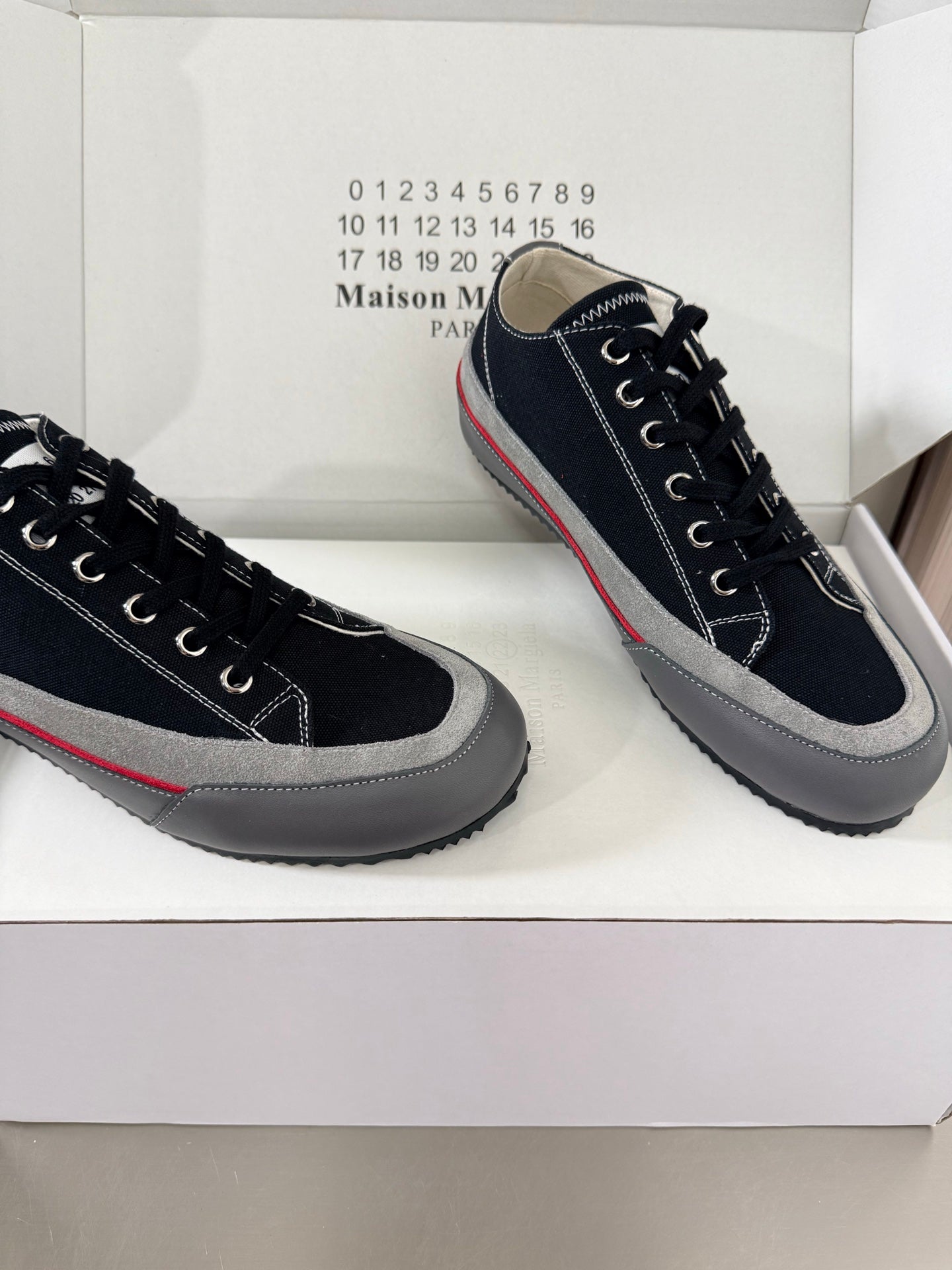 Maison Margiela Traveler Sneaker Black Grey Suede Canvas Sheeepskin 872470