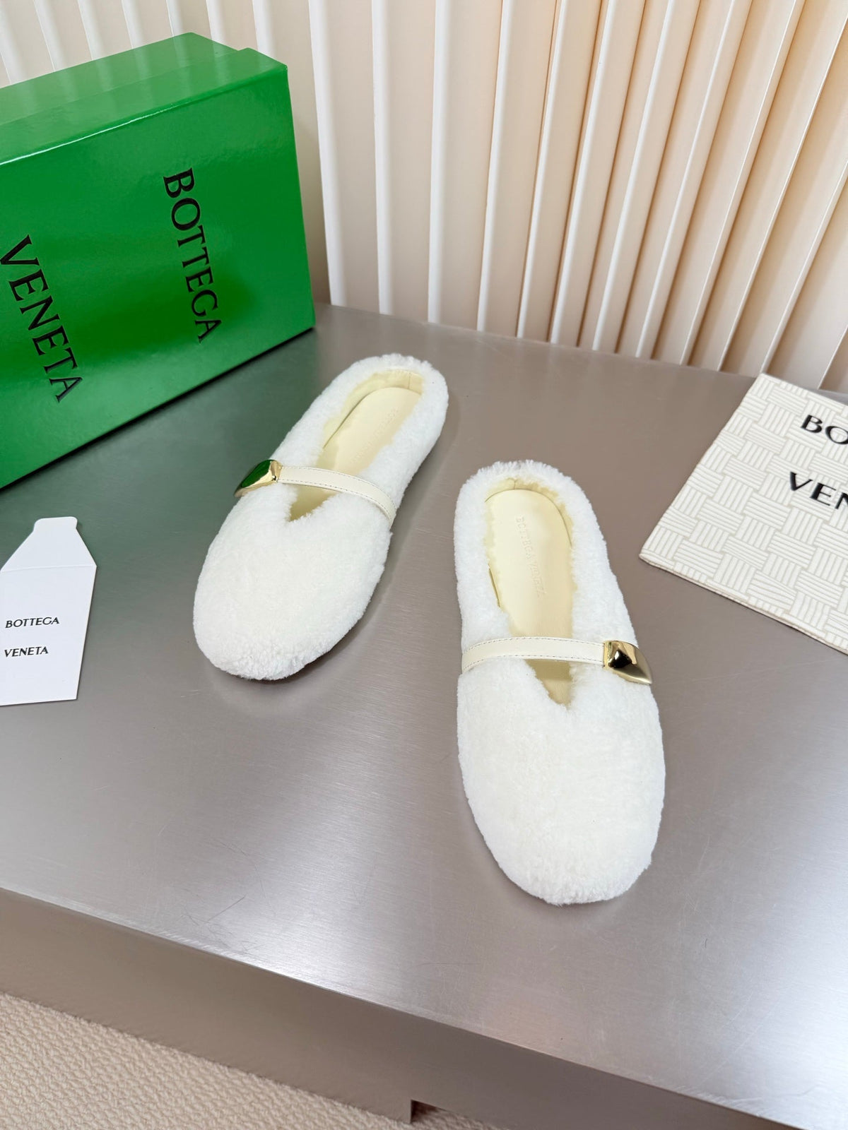 BV 26s Mules White Shearling 194244
