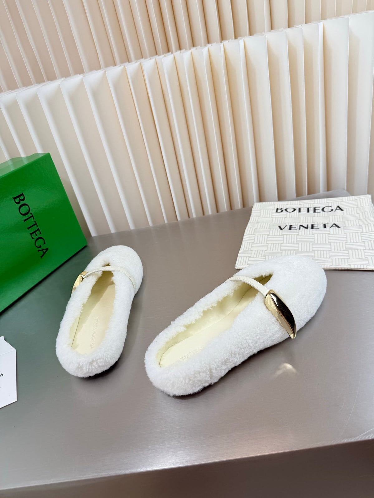 BV 26s Mules White Shearling 194244