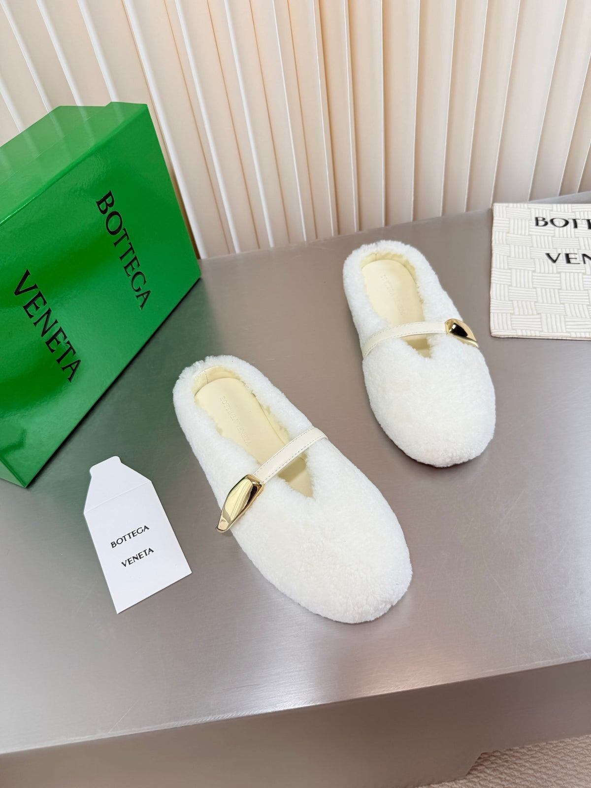 BV 26s Mules White Shearling 194244