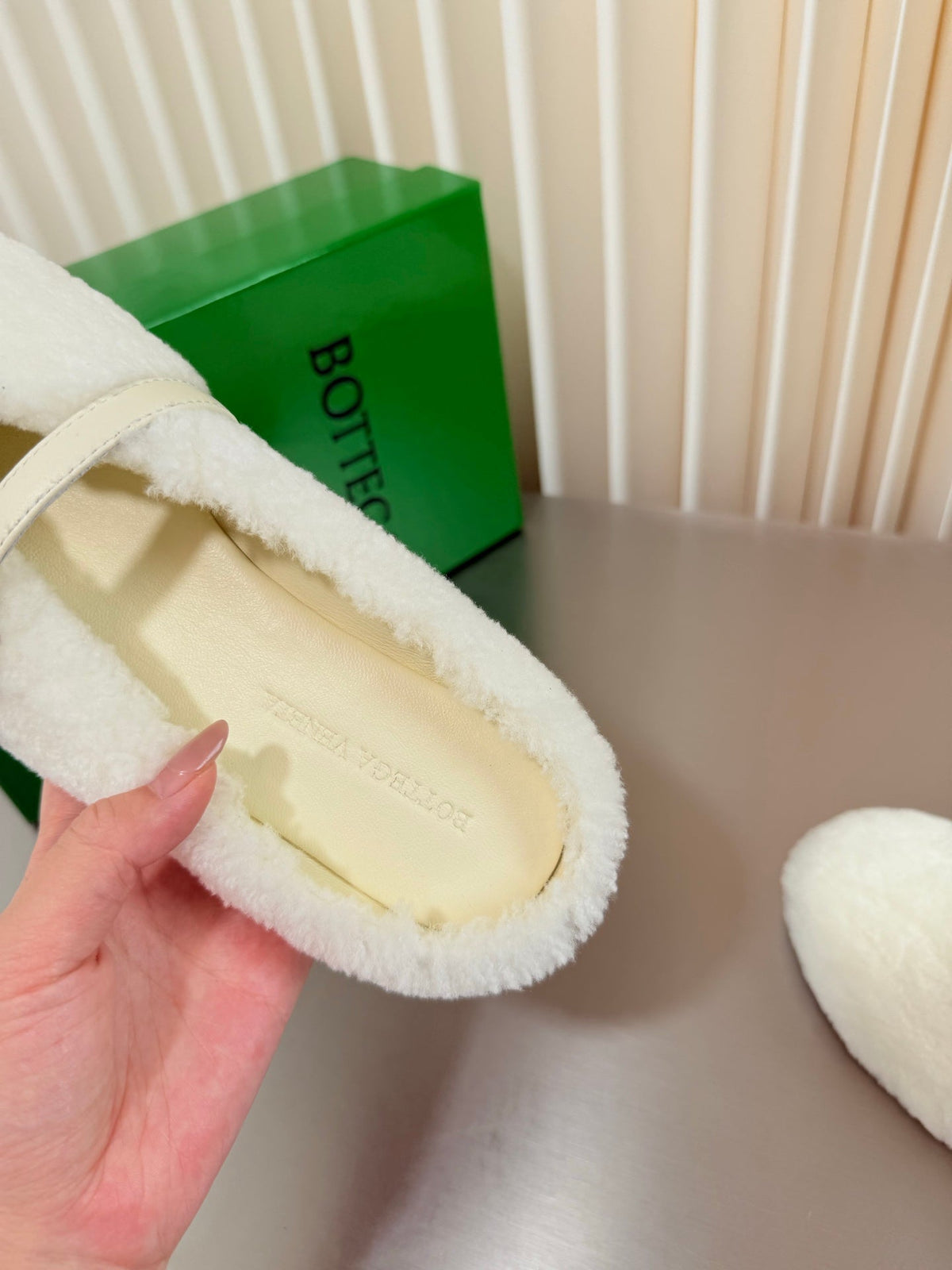 BV 26s Mules White Shearling 194244