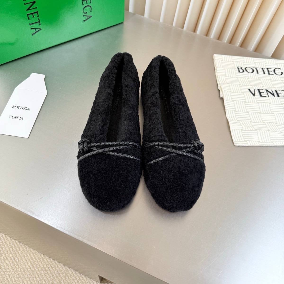 BV 26s Ballet Flats Black Shearling 194247