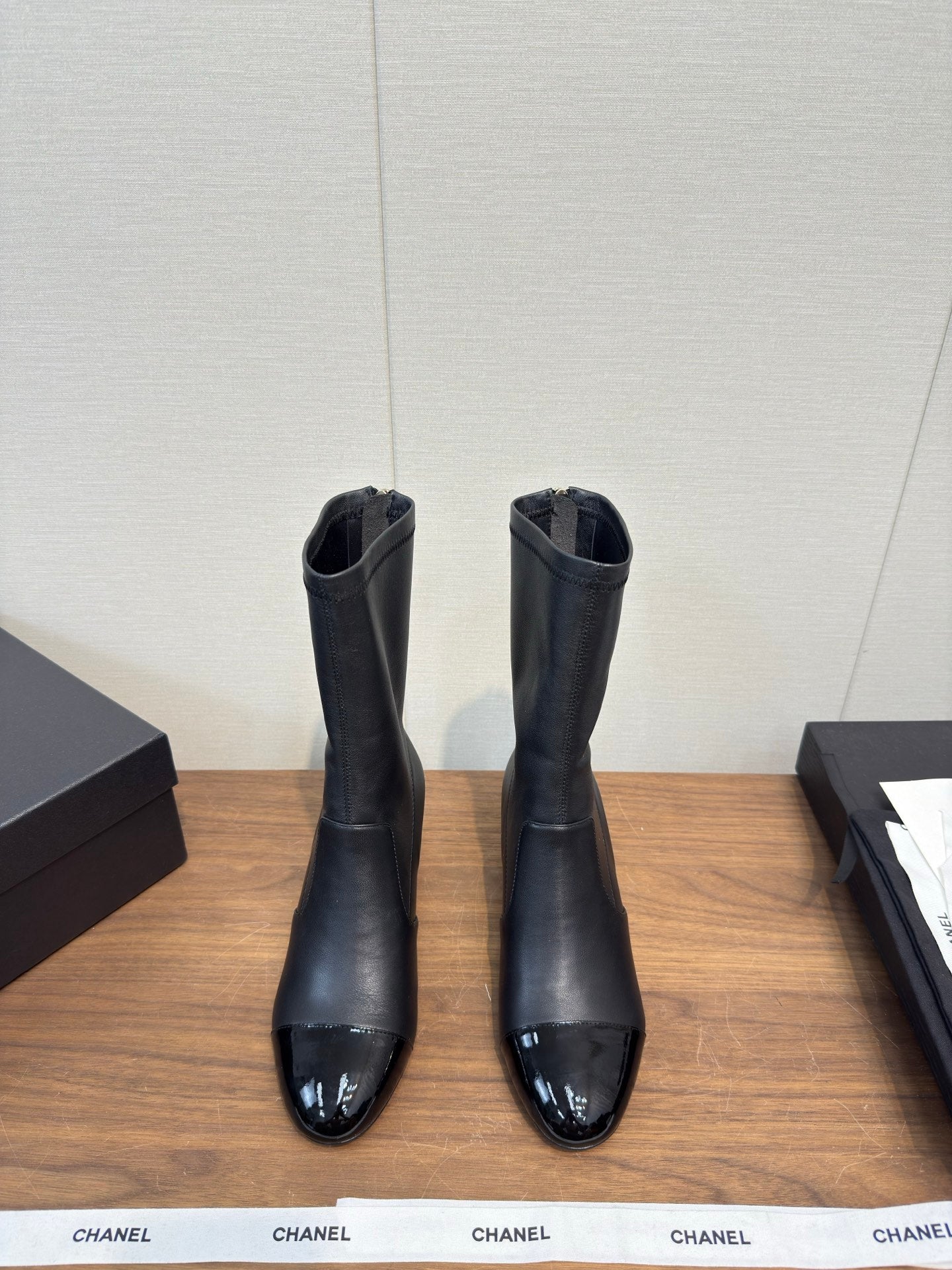 CC 25B Double C Giant Pearl  Ankle Boots 50mm Black Sheepskin 465702