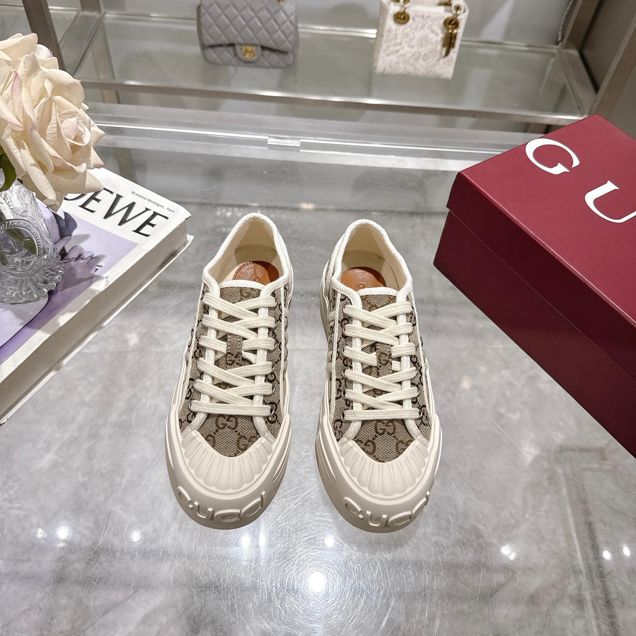 GG Chunky Sneaker 35mm Light Brown Beige Canvas 457446