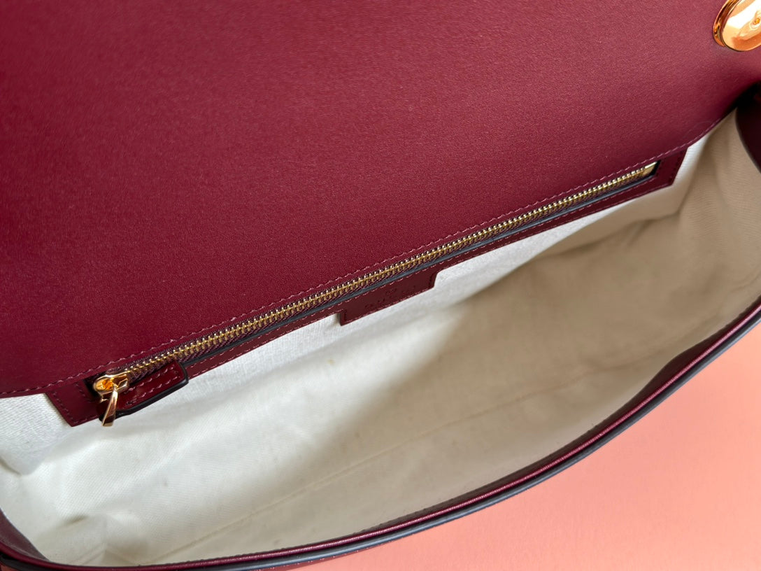 GG Blondie Large Handbag 32cm Burgungdy Calfskin