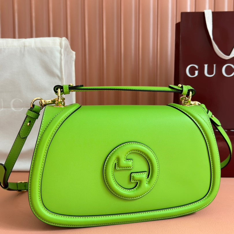 GG Blondie Large Handbag 32cm Green Calfskin