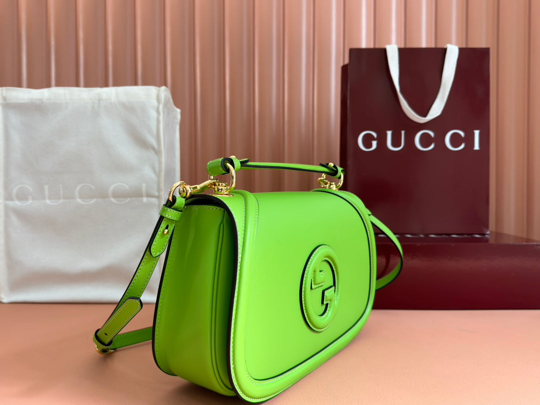 GG Blondie Large Handbag 32cm Green Calfskin