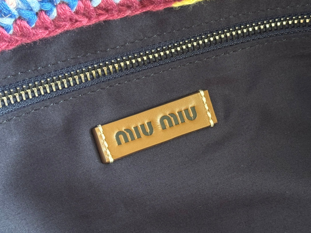Miu Tote Bag 40cm Colorful Raffia-Effect Woven 285410
