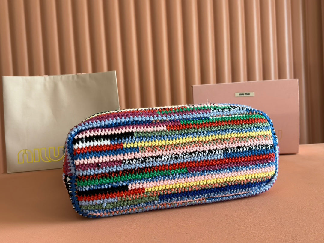 Miu Tote Bag 40cm Colorful Raffia-Effect Woven 285410