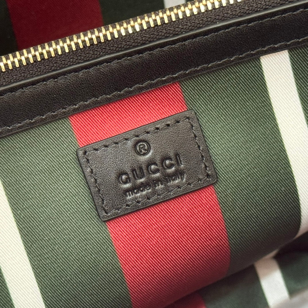 GG Padlock Bag Beige Black Leather Canvas