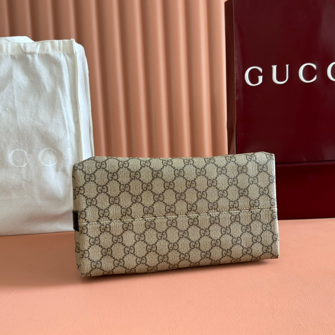 GG Padlock Bag Beige Black Leather Canvas