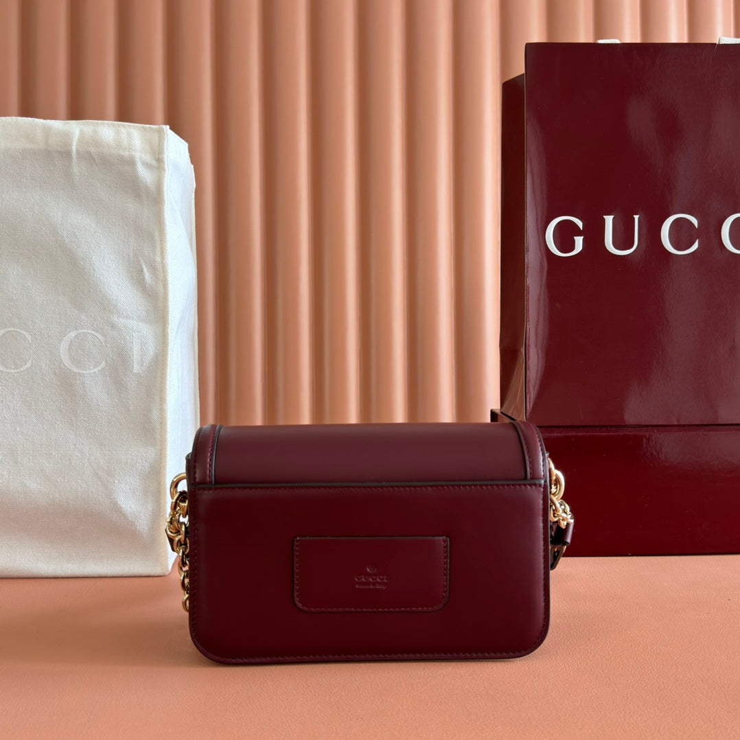 GG Go Small Shoulder Bag Dark Burgundy Cafskin 272153