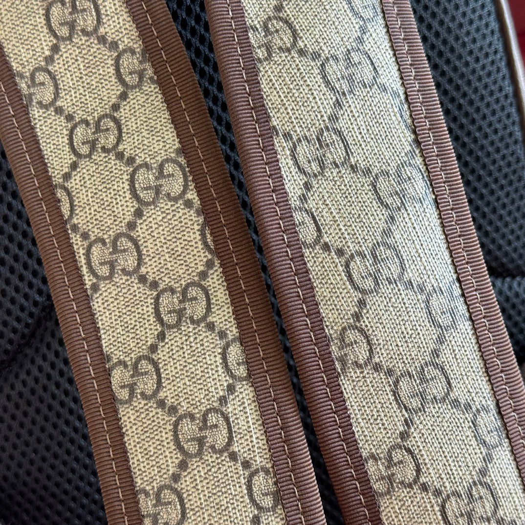 GG Small Ophidia Backpack Beige & Dark Brown GG Monogram Fabric 272187