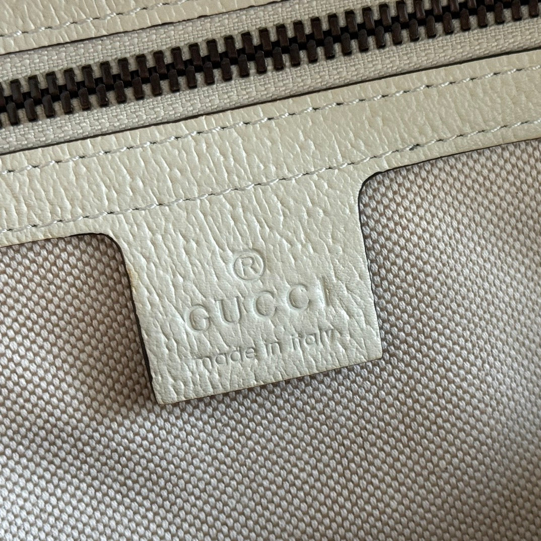 GG Small Ophidia Backpack Beige & White GG Monogram Fabric 272186