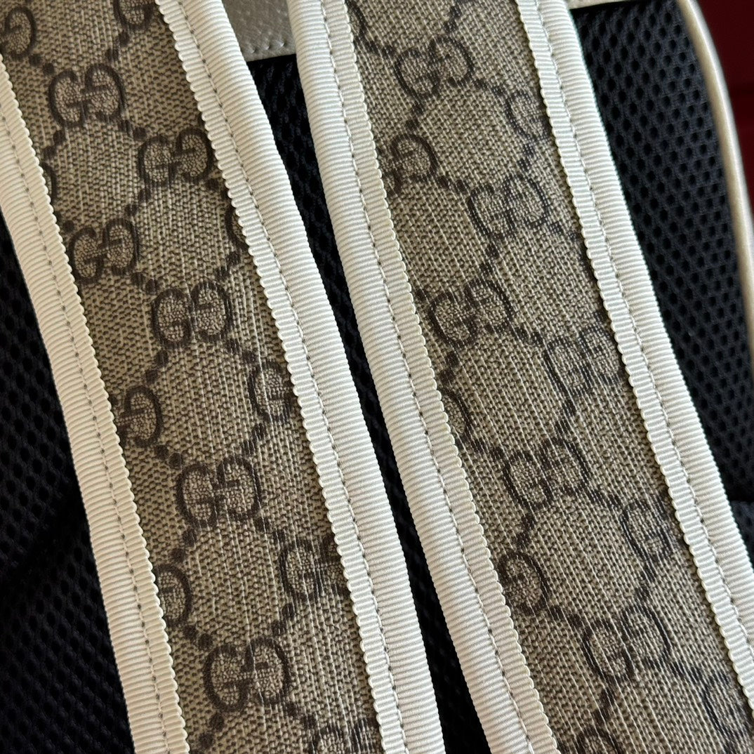 GG Small Ophidia Backpack Beige & White GG Monogram Fabric 272186