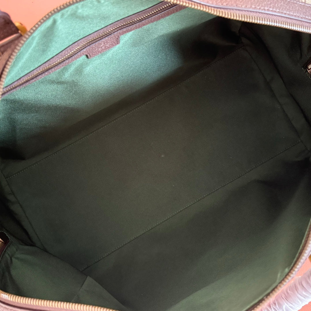 GG Savoy Medium Duffle Bag Brown Beige Leather