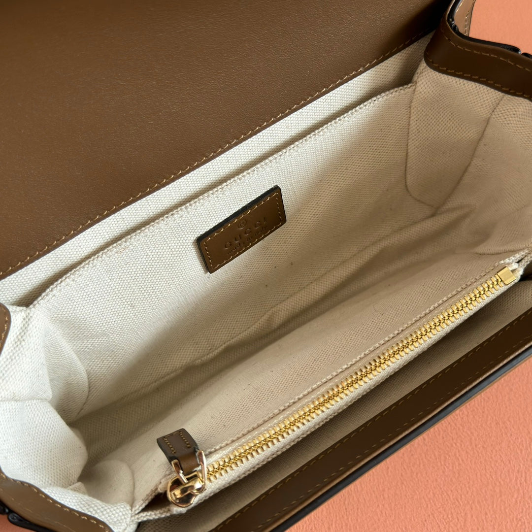 GG Go Small Shoulder Bag Dark Brown Suede Cafskin 272157