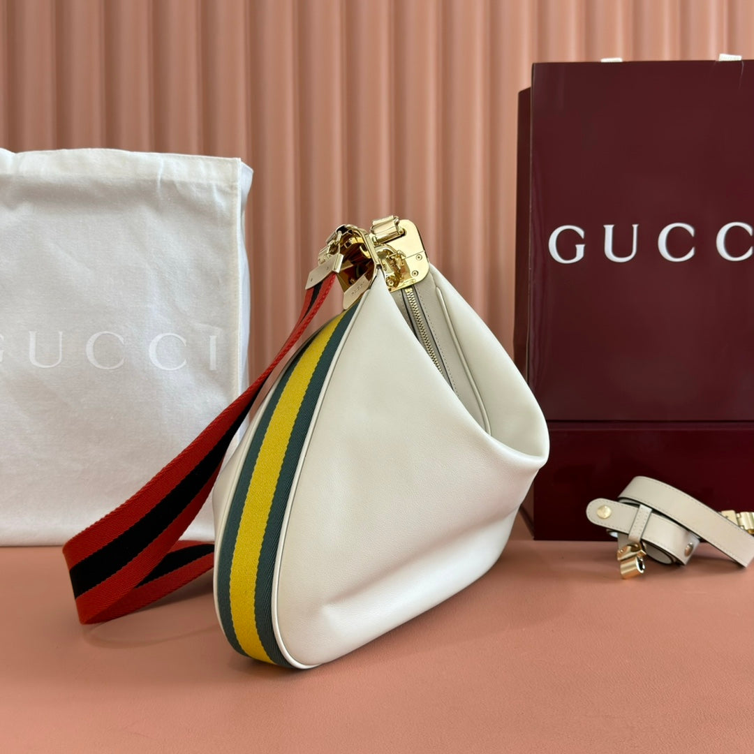 Gucci Attache Large Shoulder Bag 35cm White Leather