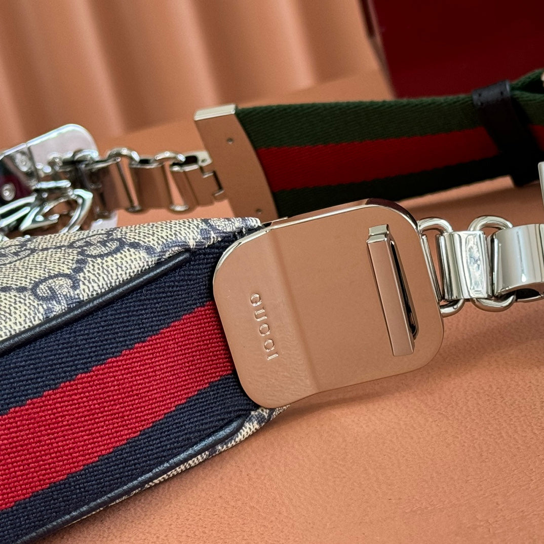 Gucci Attache Large Shoulder Bag 35cm Black Beige Canvas