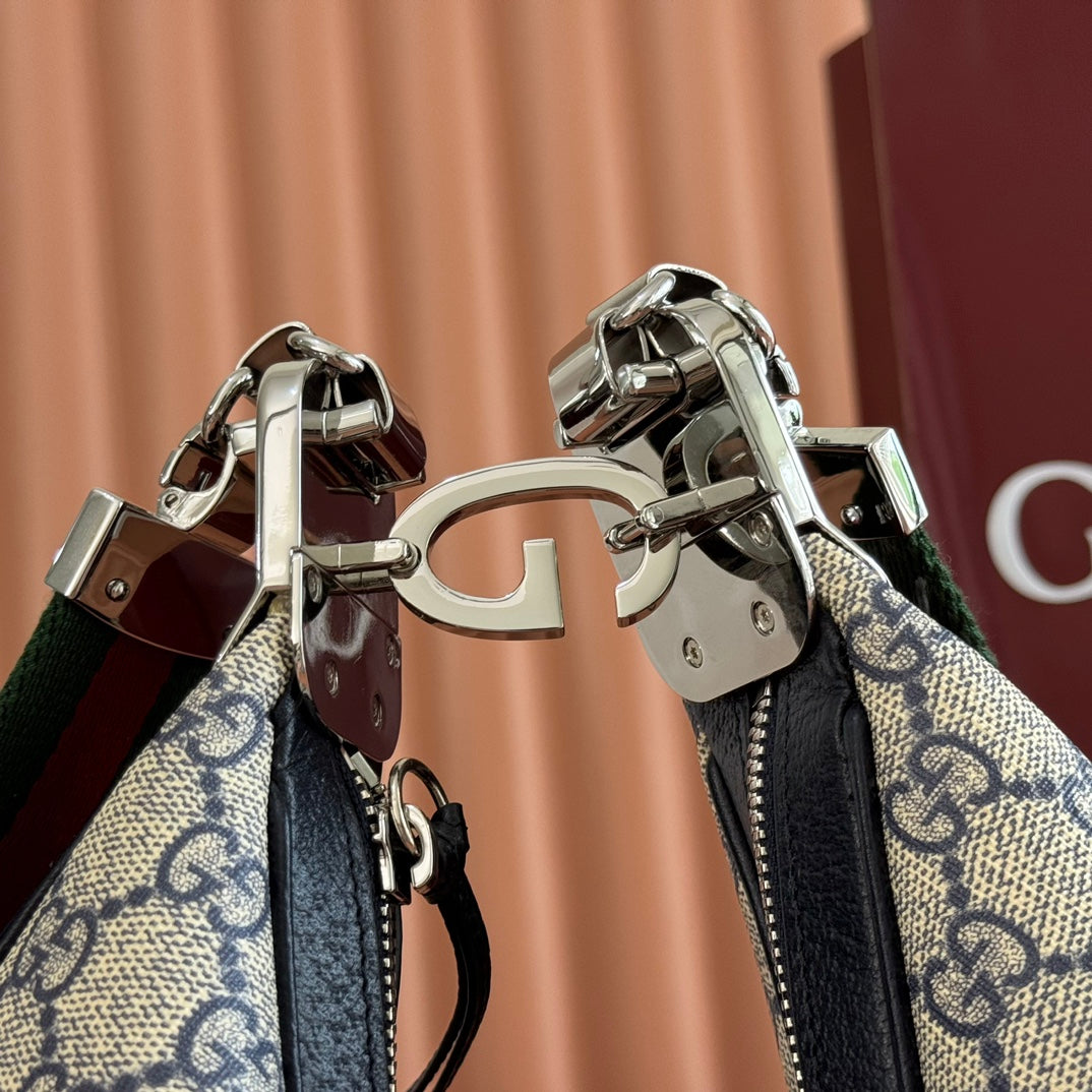 Gucci Attache Large Shoulder Bag 35cm Black Beige Canvas