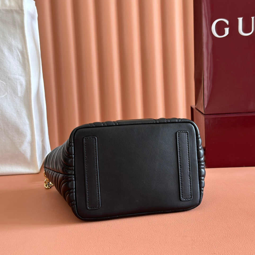 Gucci GG Marmont Small Tote Bag Black Quilted Leather