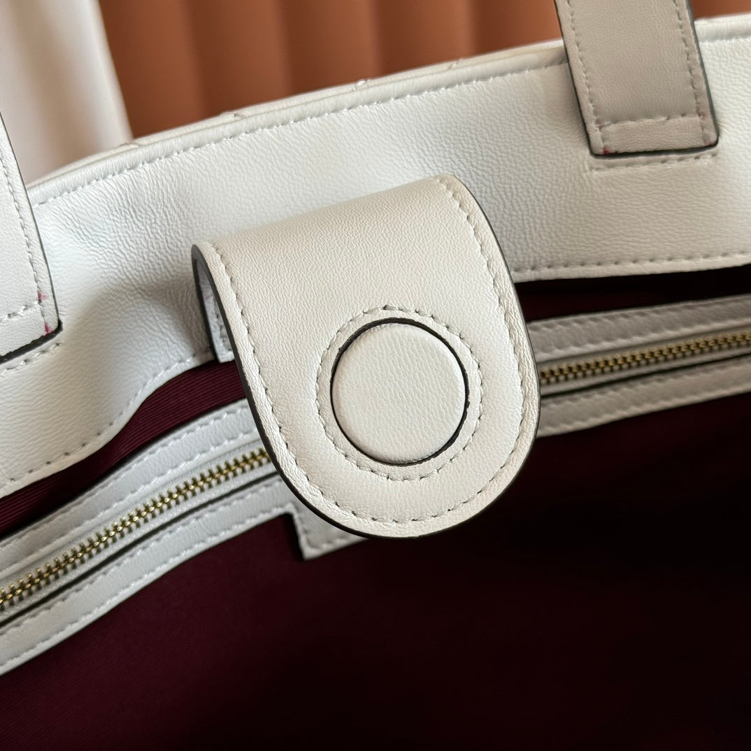 Gucci GG Marmont Large Tote Bag White Quilted Leather