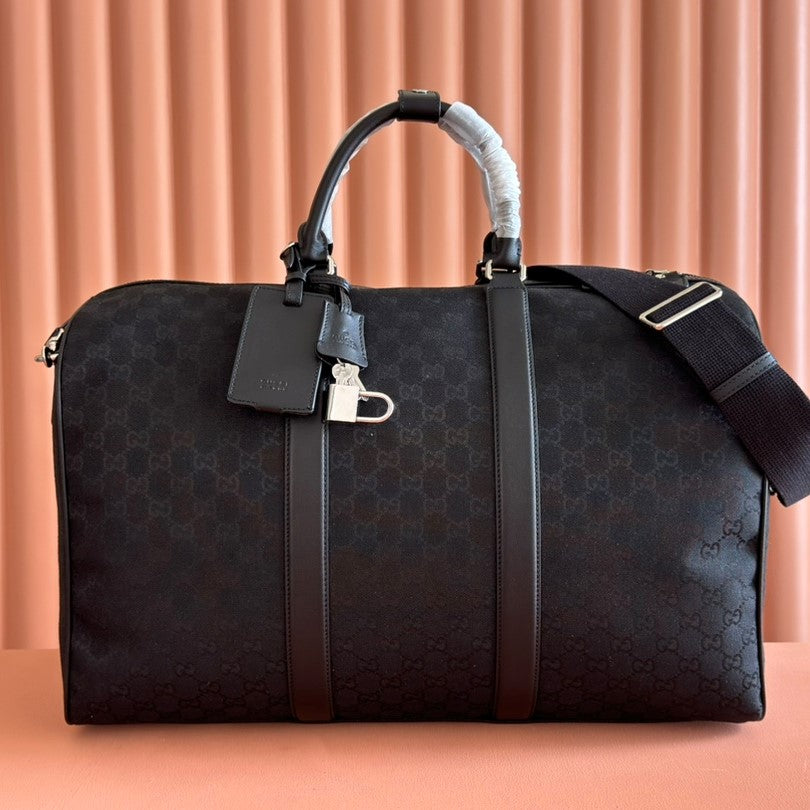 GG FW25 Monogram Large Duffle Bag Black Fabric