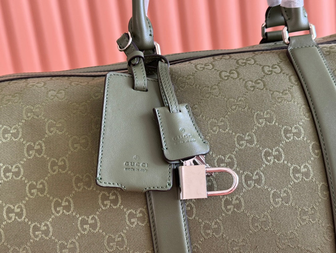 GG FW25 Monogram Large Duffle Bag Forest Green Fabric