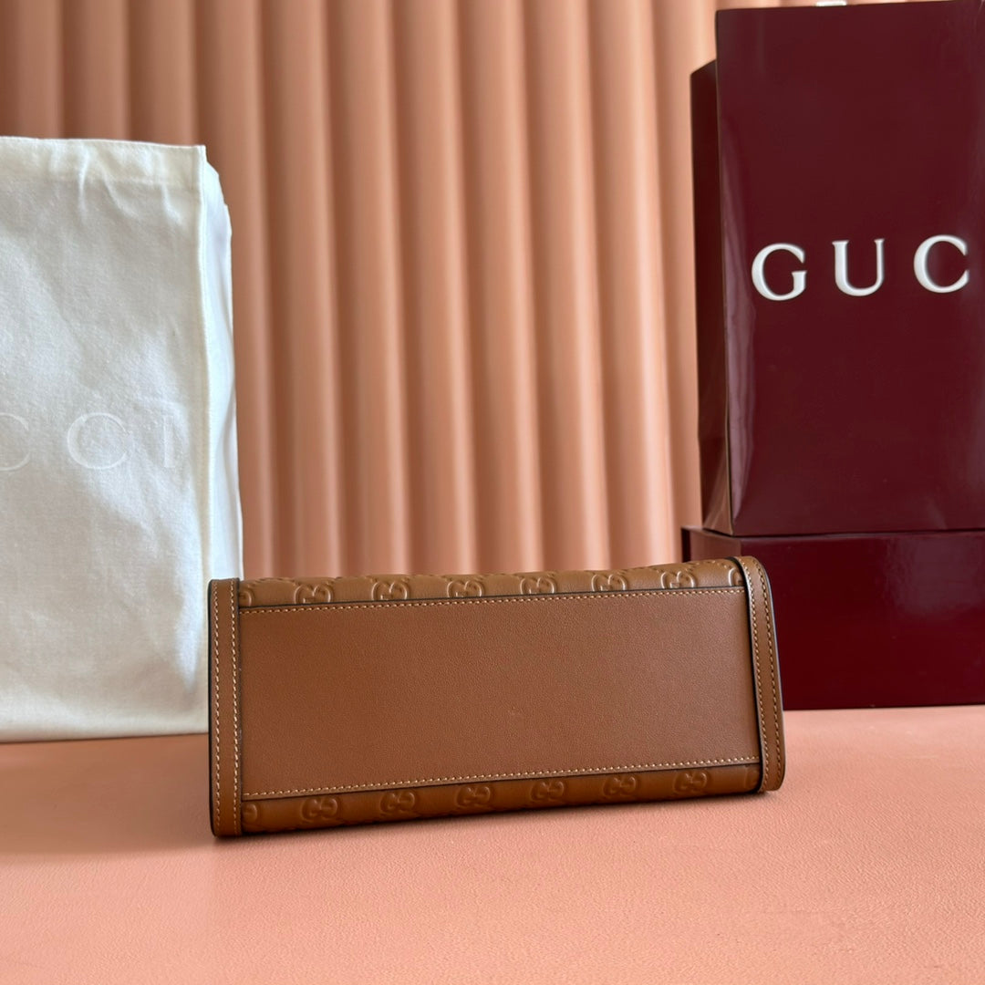 GG Padlock Handbag 26cm Brown GG Pattern Leather