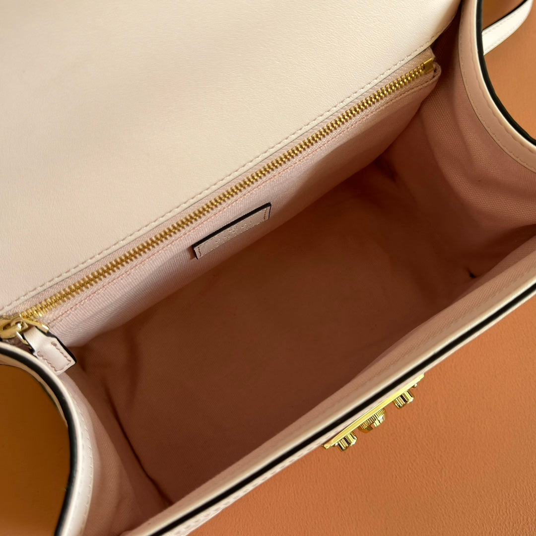 GG Padlock Handbag 26cm Muted Pink GG Pattern Leather