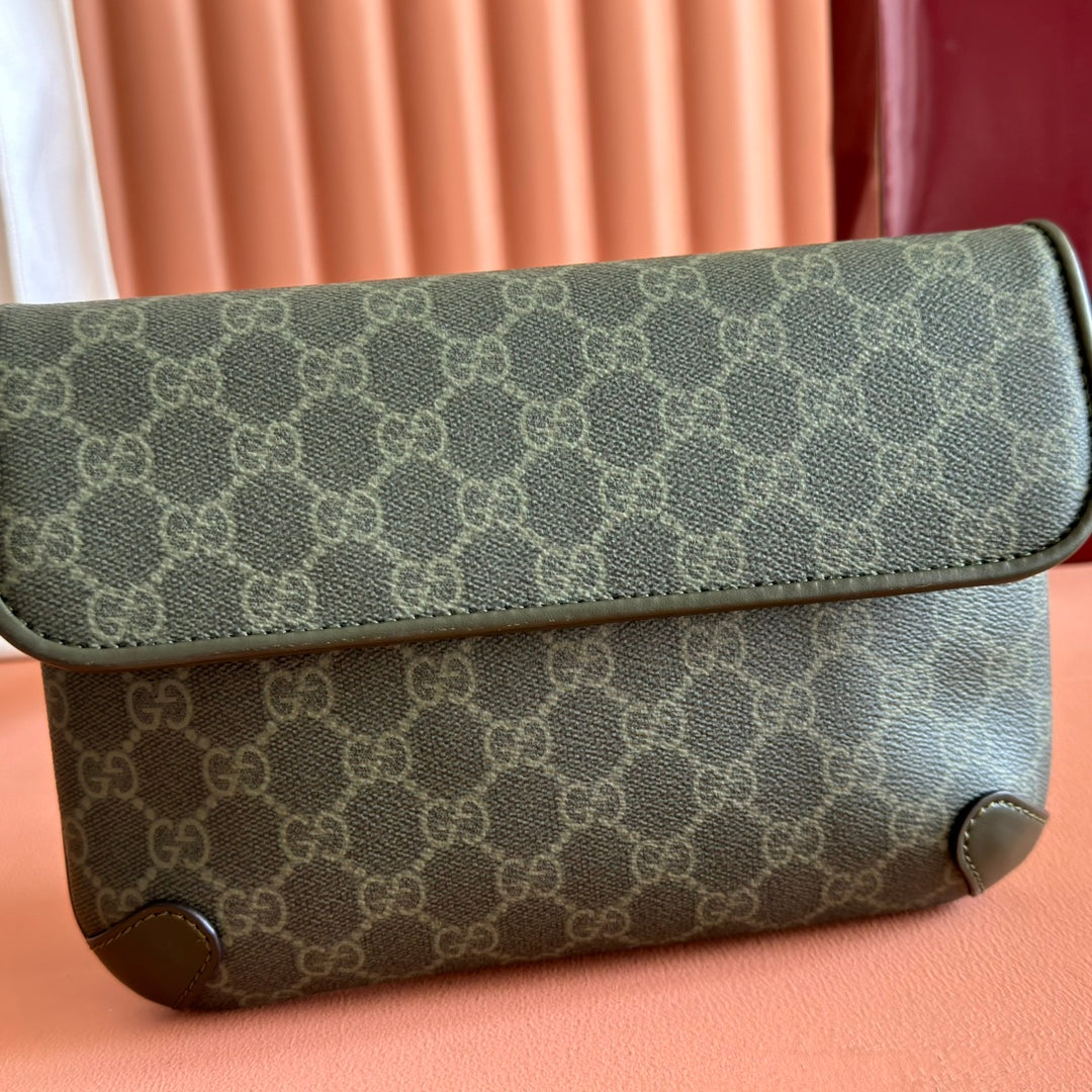 GG Monogram Small Belt Bag Forest Green Fabric