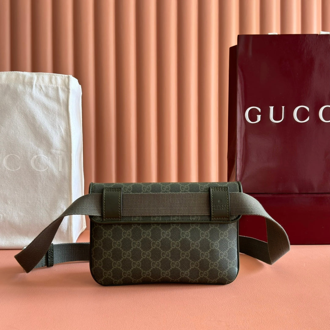 GG Monogram Small Belt Bag Forest Green Fabric