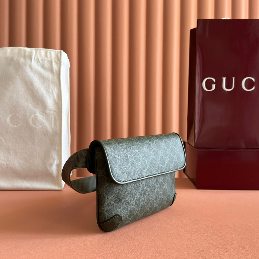 GG Monogram Small Belt Bag Forest Green Fabric