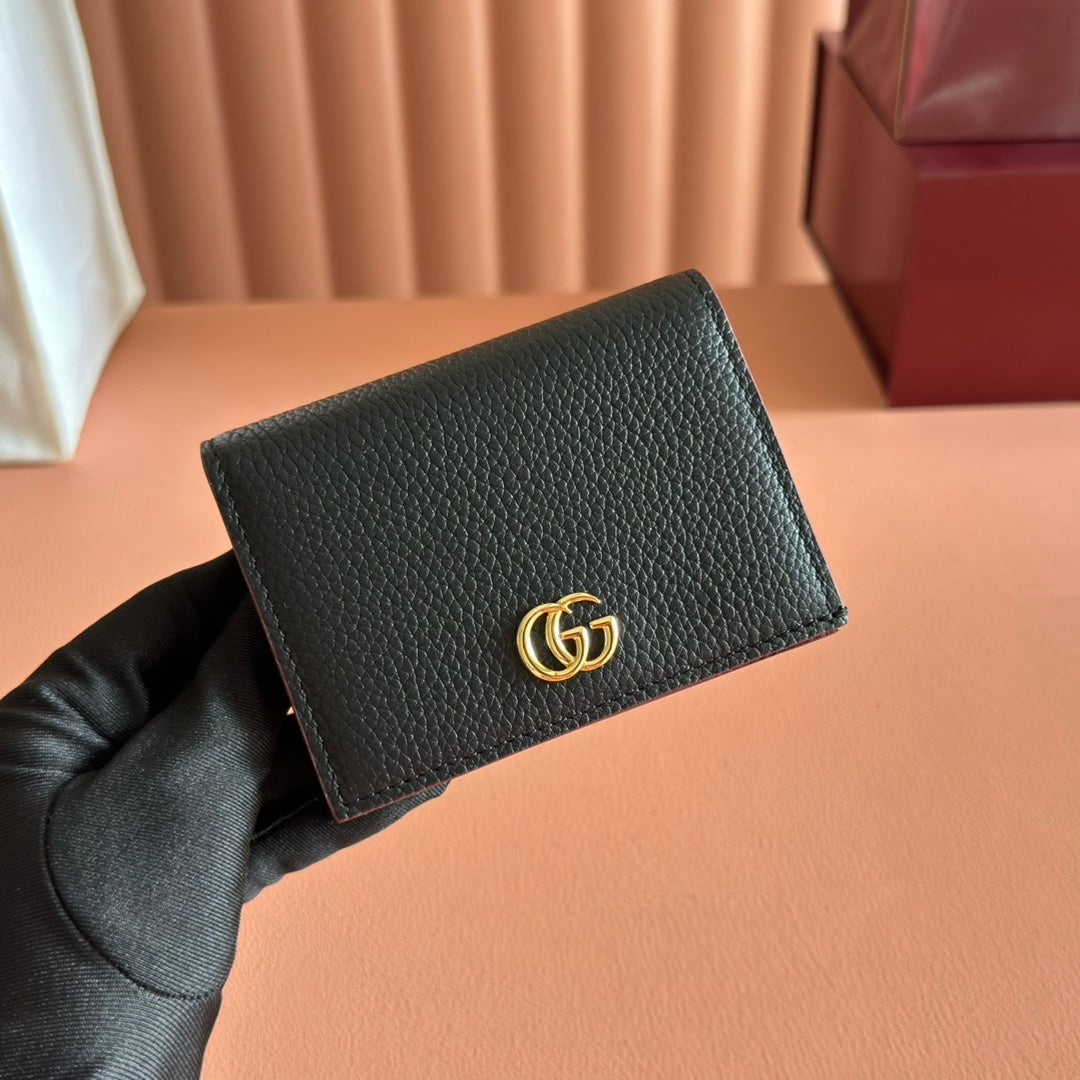 GG Marmont Card Case Wallet Black Leather