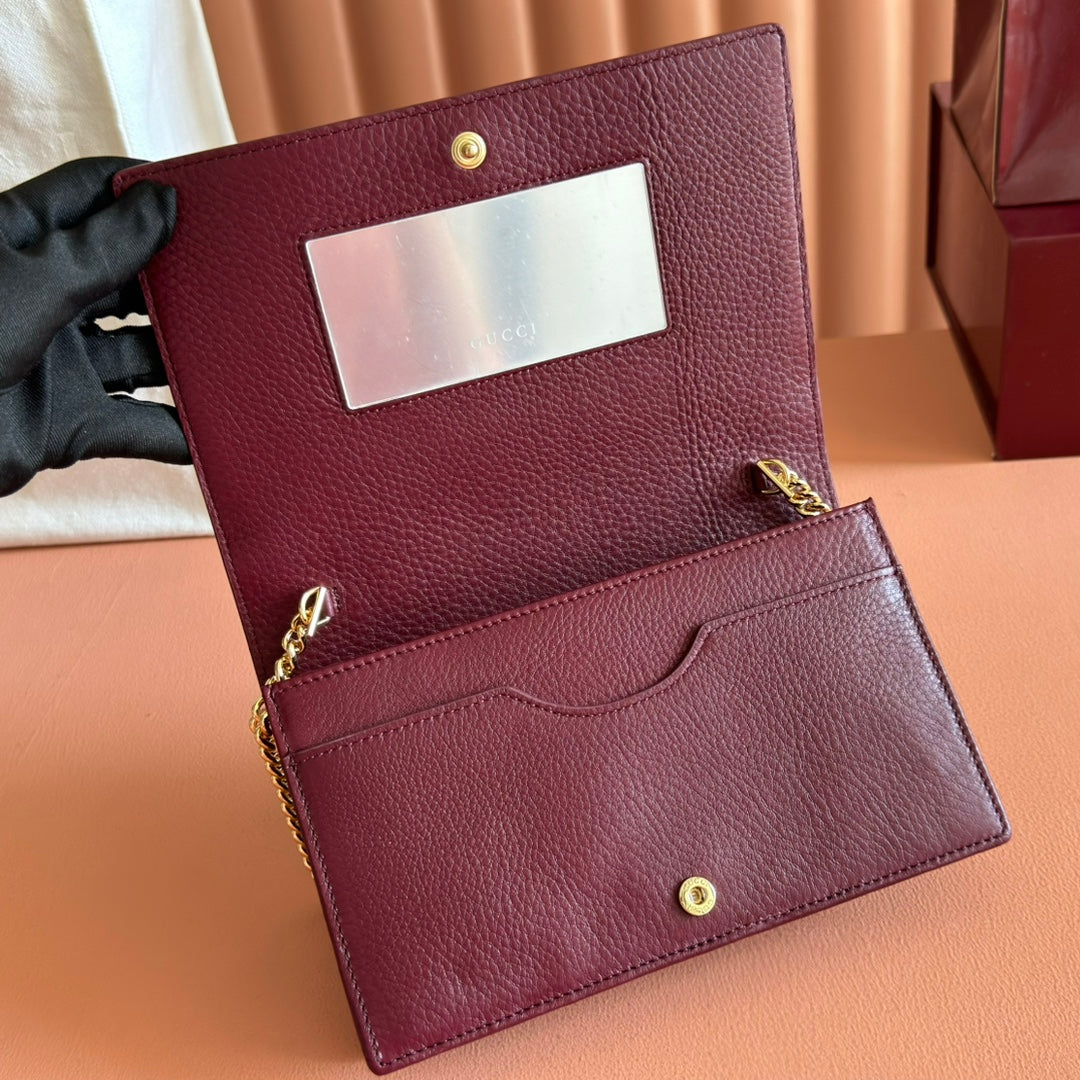 GG Marmont Wallet On Chain Black Leather