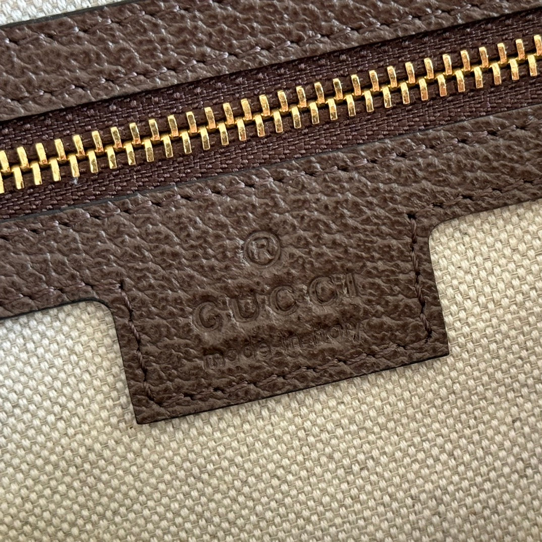 Ophidia Small Shoulder Bag 23cm Beige Brown Canvas Leather