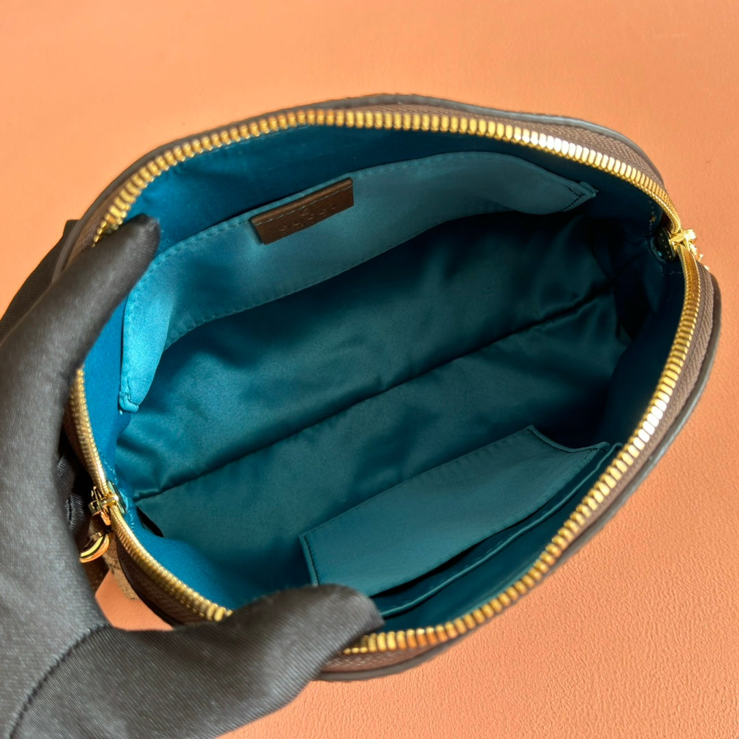 GG Ophidia Small Shoulder Bag 23.5cm Beige Brown Canvas Leather