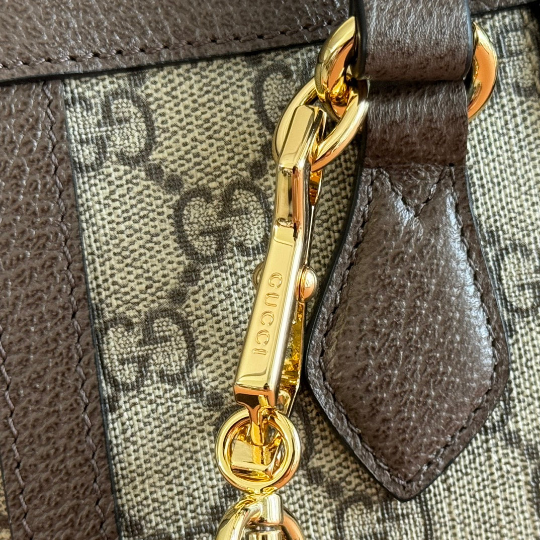 Ophidia GG Medium Tote Bag 25cm Beige Brown Canvas Leather