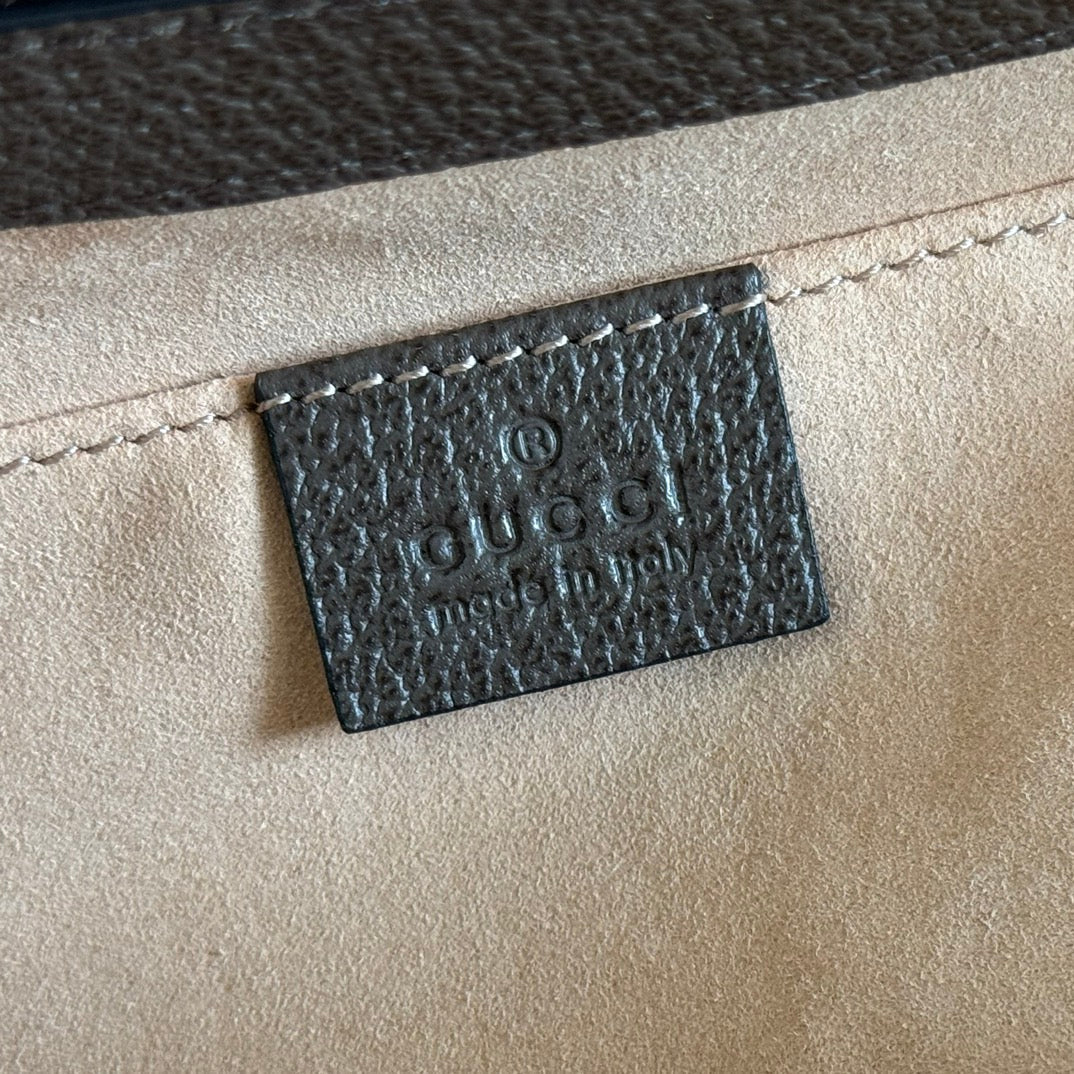 Ophidia GG Medium Tote Bag 25cm Beige Brown Canvas Leather