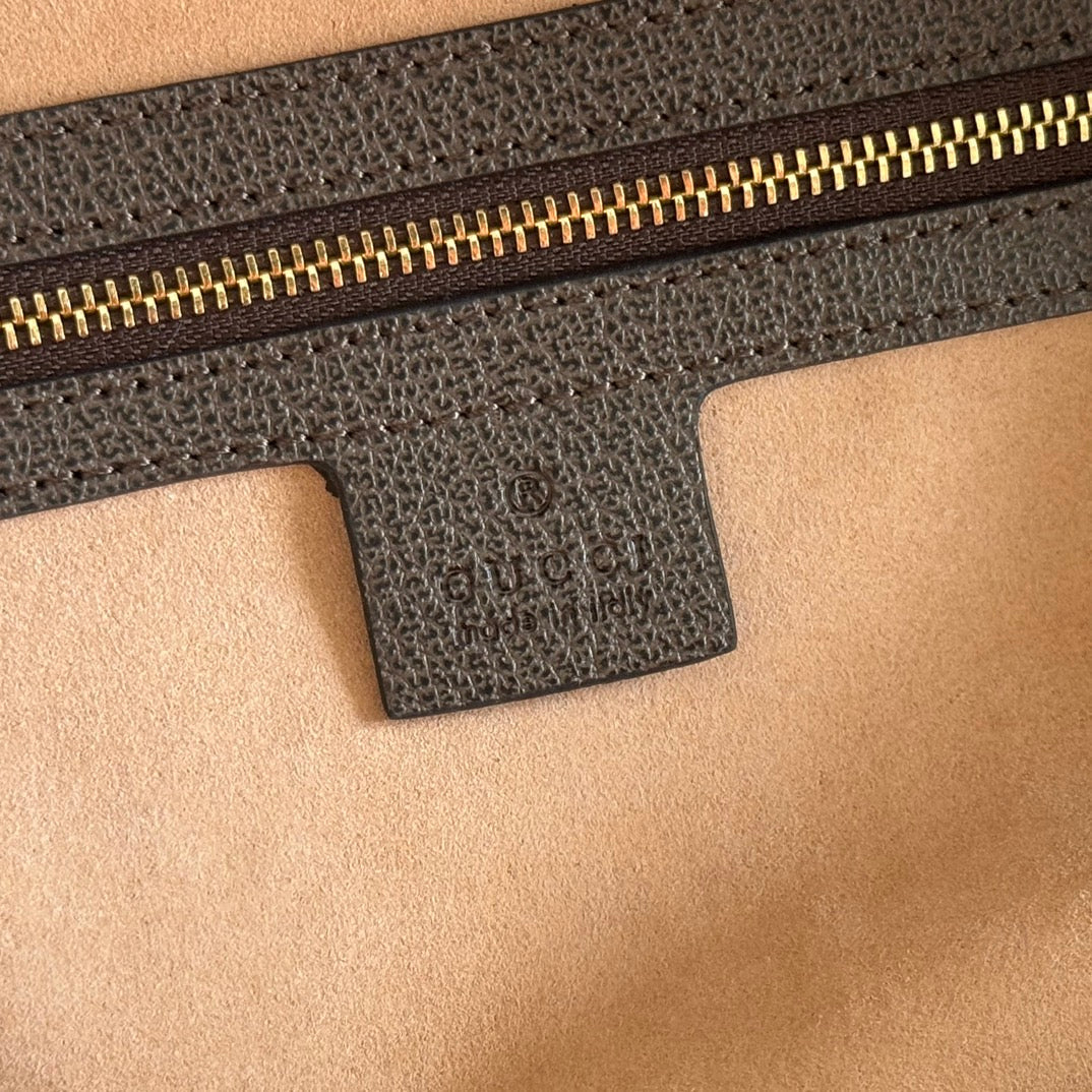 Ophidia GG Medium Tote Bag 33cm Beige Brown Canvas Leather